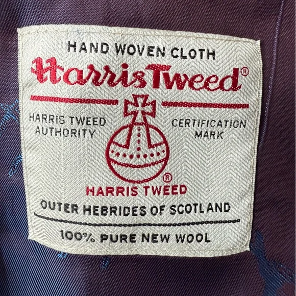 PETER CHRISTIAN Harris Tweed 42 Bomber Harrington Jacket Blue Wool Windowpane - Picture 6 of 11